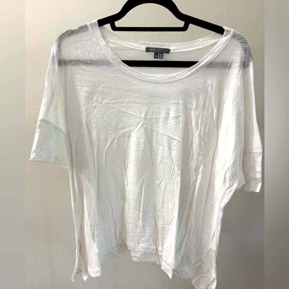 Vince White Boxy Relaxed Short Sleeve Tee